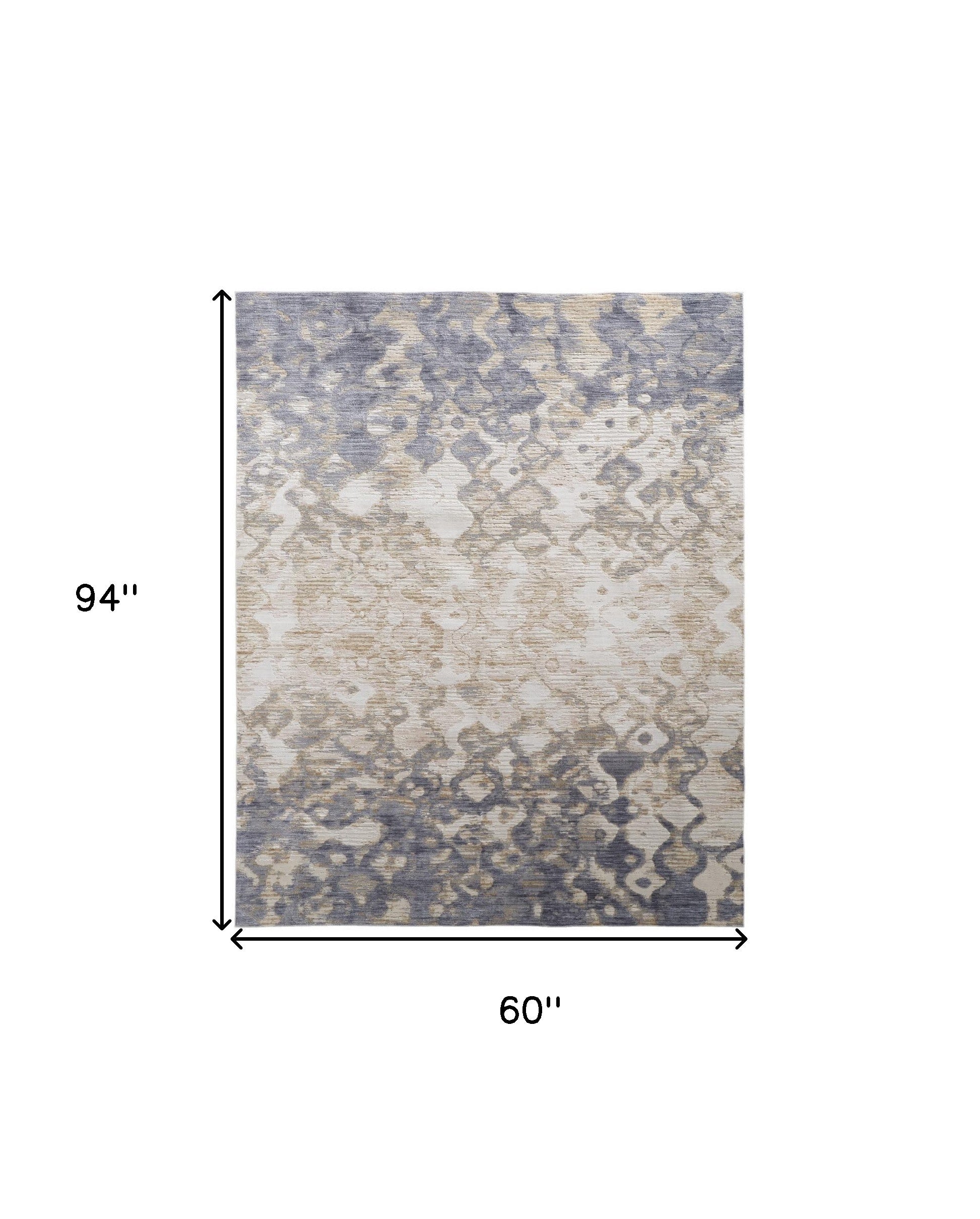 4' X 6' Tan Ivory And Blue Abstract Power Loom Distressed Area Rug