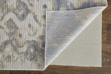 4' X 6' Tan Ivory And Blue Abstract Power Loom Distressed Area Rug