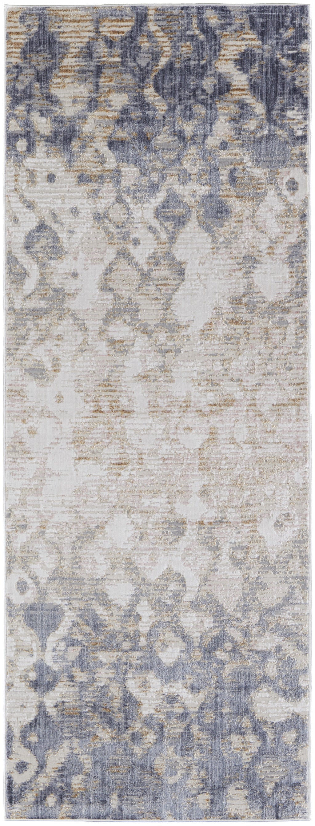 4' X 6' Tan Ivory And Blue Abstract Power Loom Distressed Area Rug