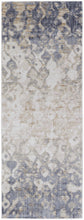 4' X 6' Tan Ivory And Blue Abstract Power Loom Distressed Area Rug