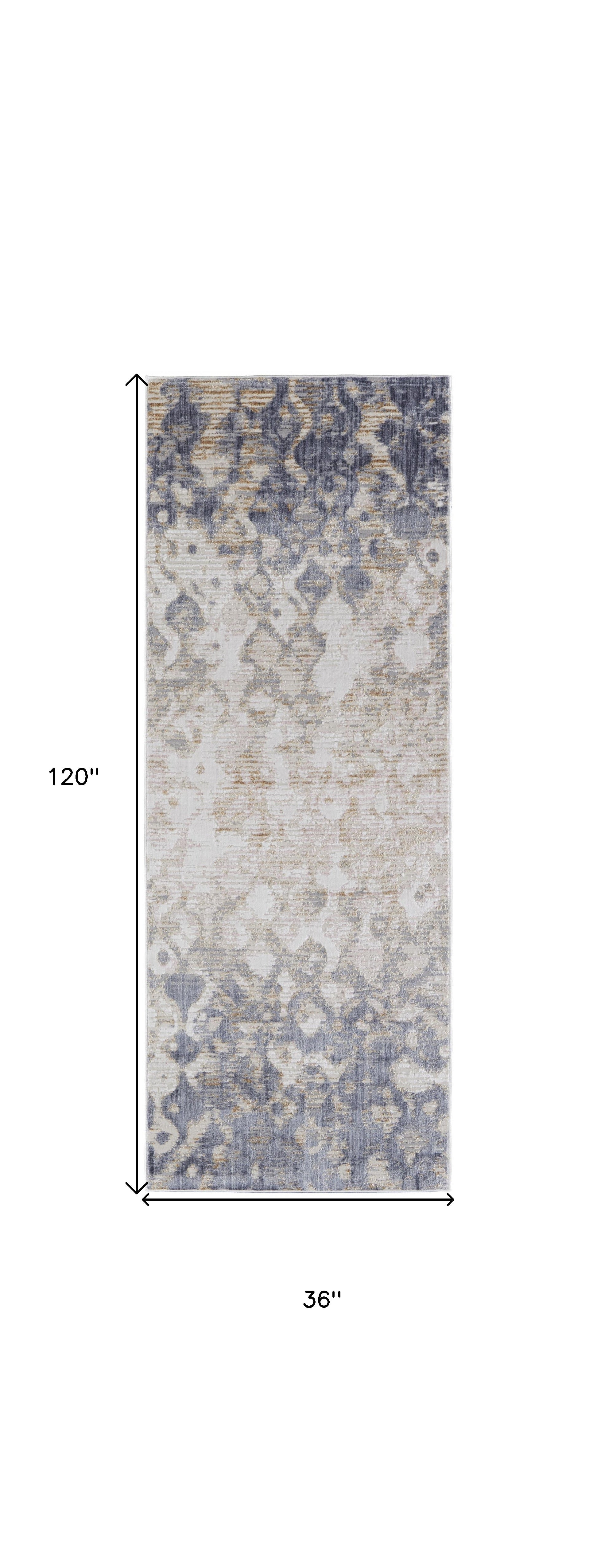 4' X 6' Tan Ivory And Blue Abstract Power Loom Distressed Area Rug