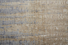 4' X 6' Tan Brown And Blue Abstract Power Loom Distressed Area Rug