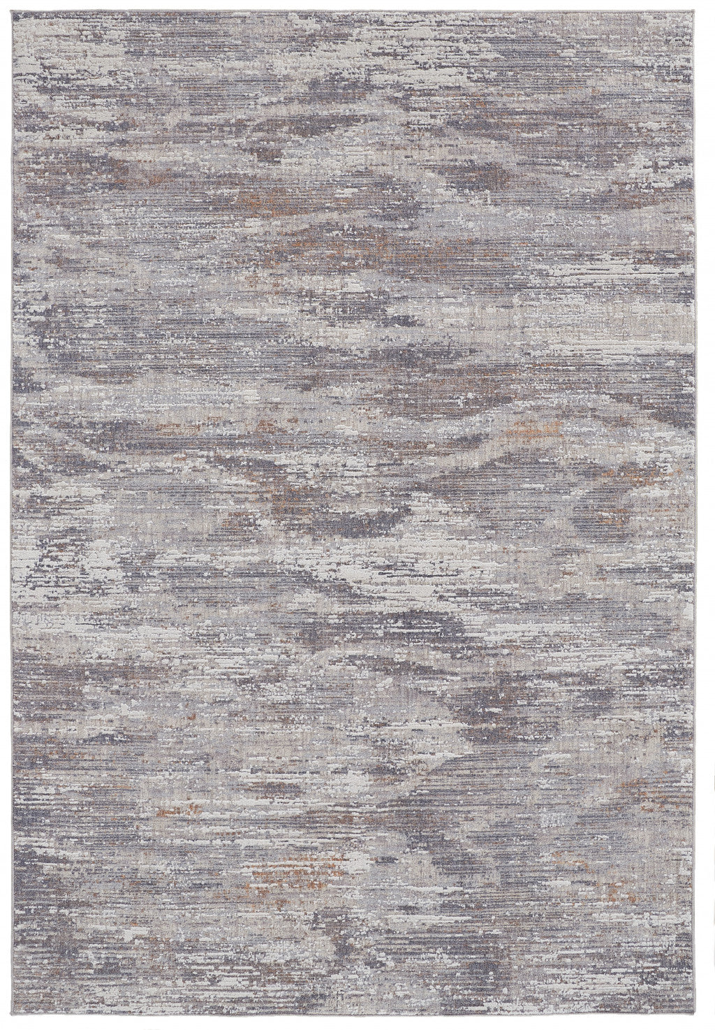 4' X 6' Tan Taupe And Gray Abstract Power Loom Distressed Stain Resistant Area Rug