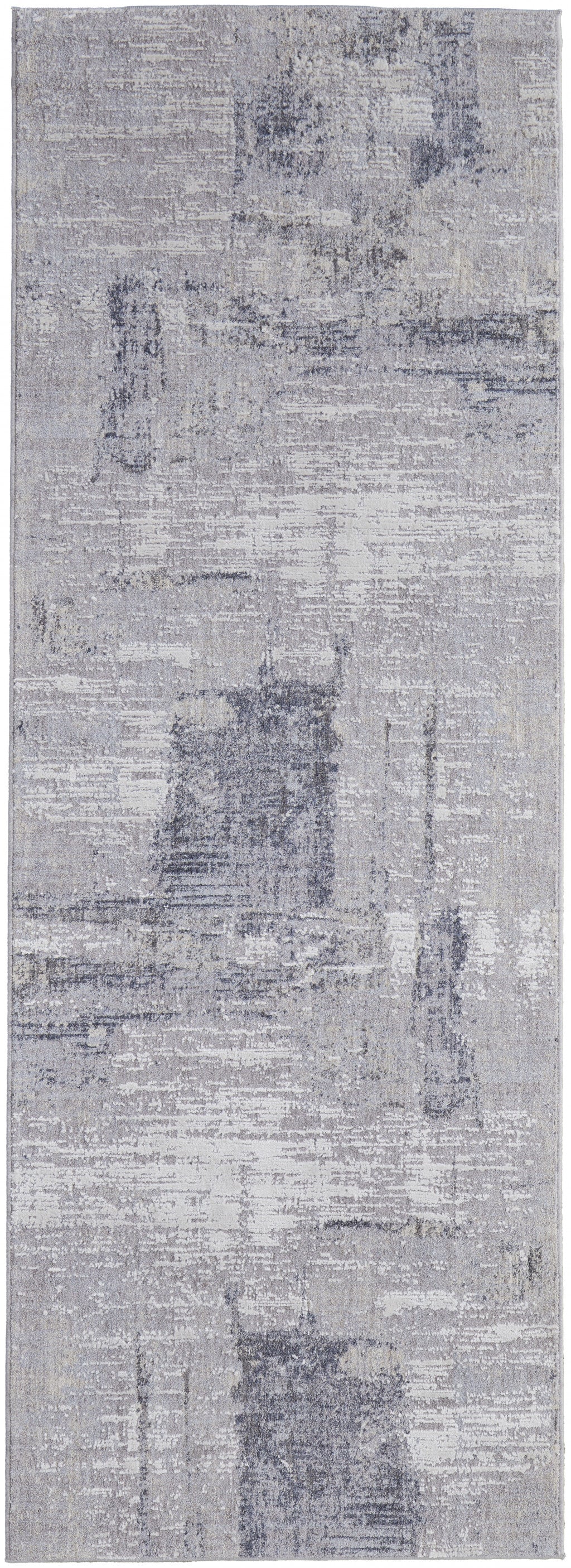 4' X 6' Taupe Tan And Blue Abstract Power Loom Distressed Stain Resistant Area Rug