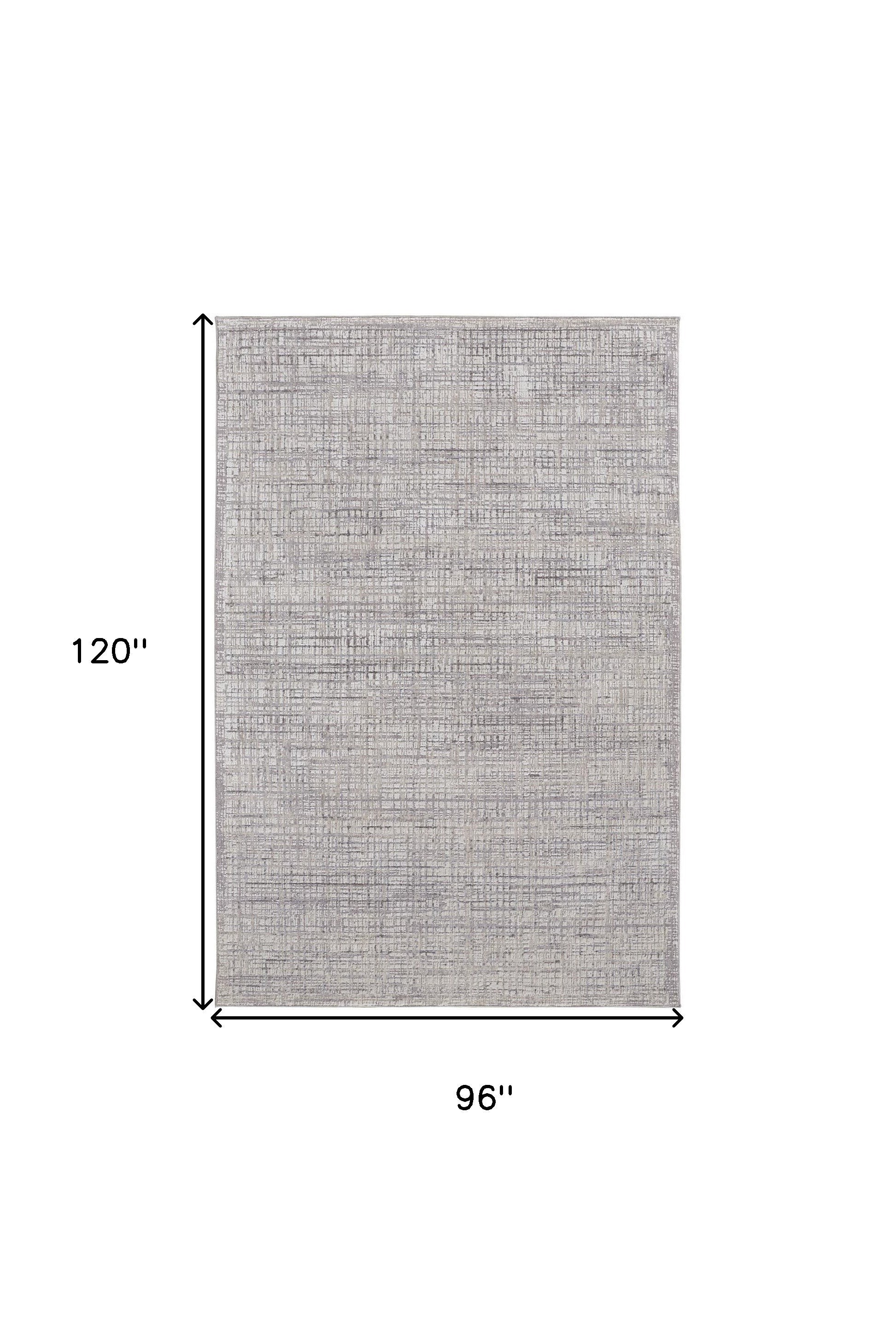 4' X 6' Taupe And Ivory Plaid Power Loom Distressed Stain Resistant Area Rug