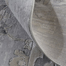 4' X 6' Silver And Black Floral Power Loom Distressed Area Rug