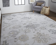 4' X 6' Silver And Black Floral Power Loom Distressed Area Rug