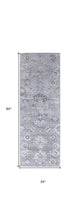 4' X 6' Silver And Black Floral Power Loom Distressed Area Rug