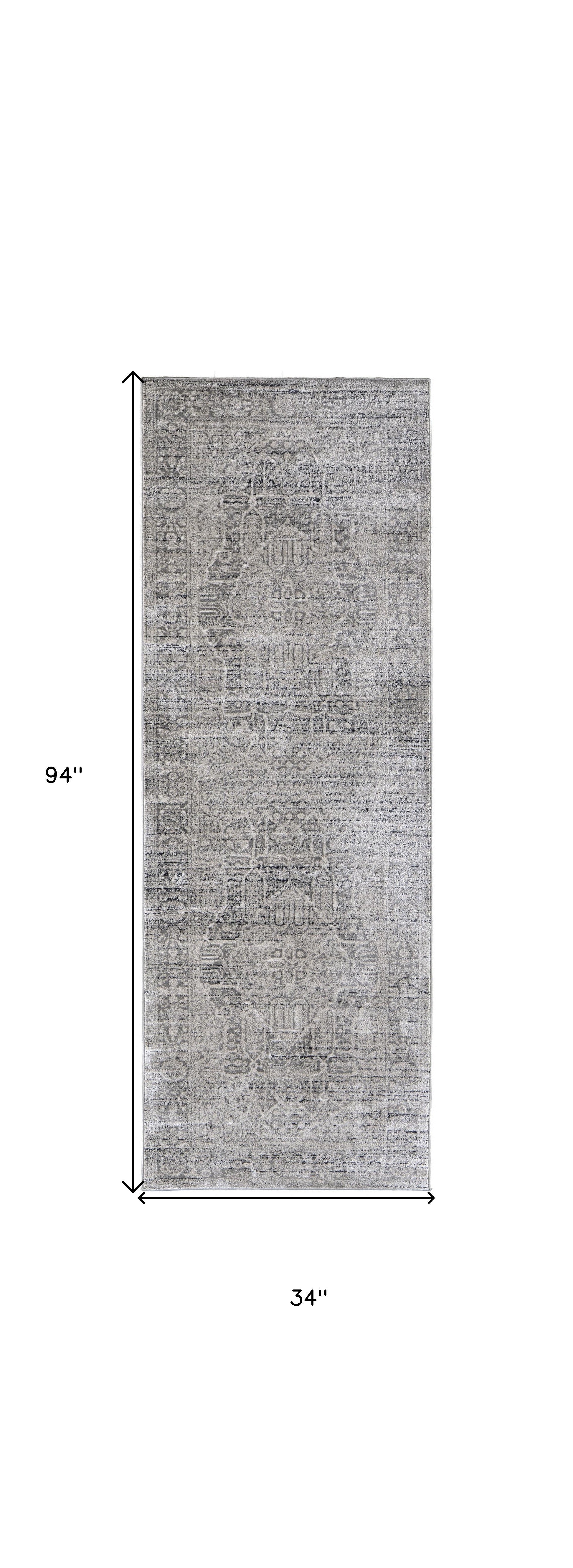 4' X 6' Gray Silver And Taupe Floral Power Loom Distressed Area Rug