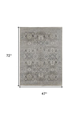 4' X 6' Gray And Silver Abstract Power Loom Distressed Area Rug