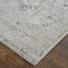 4' X 6' Gray And Silver Abstract Power Loom Distressed Area Rug