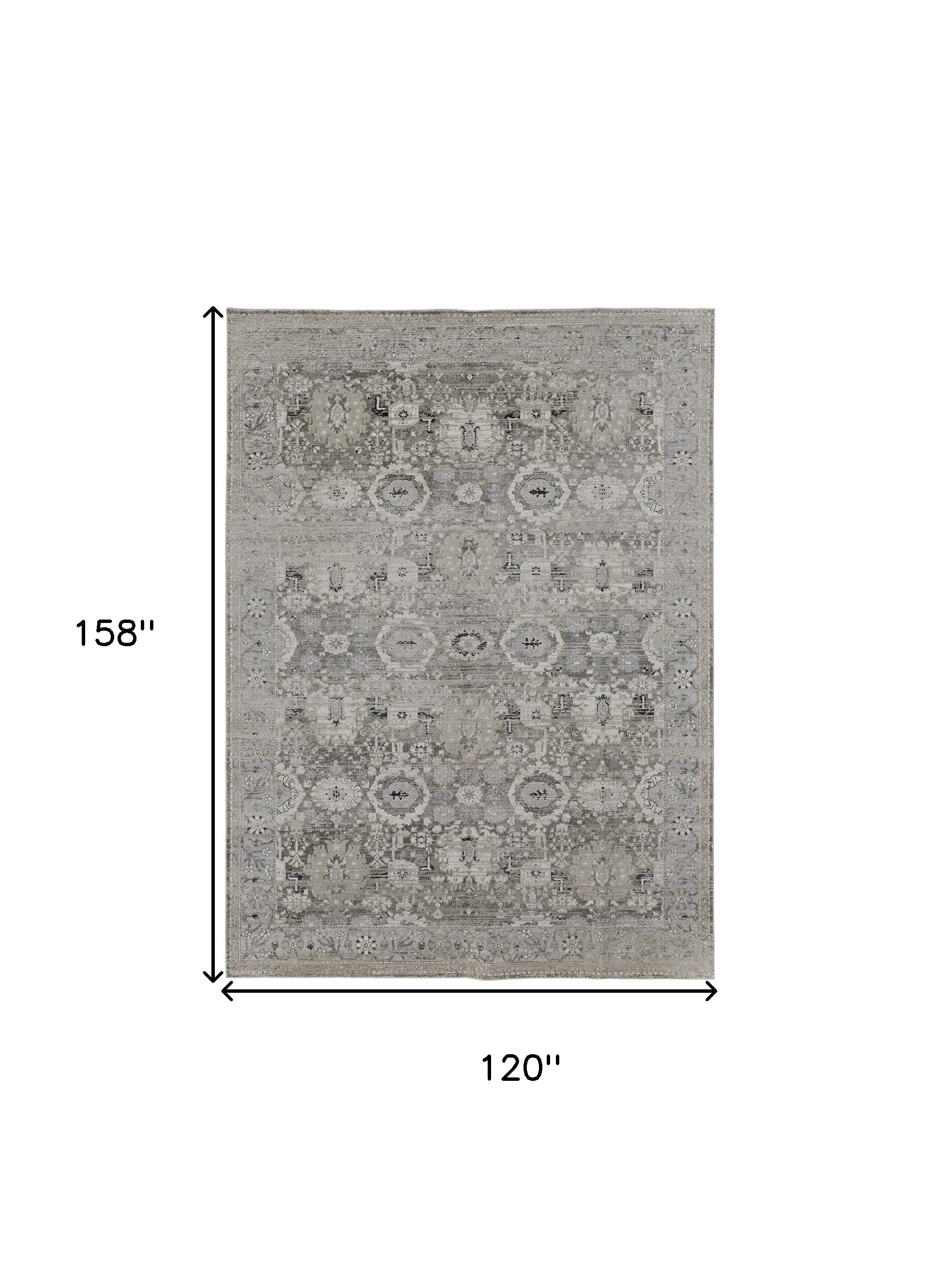 4' X 6' Gray And Silver Abstract Power Loom Distressed Area Rug