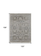 4' X 6' Gray And Silver Abstract Power Loom Distressed Area Rug
