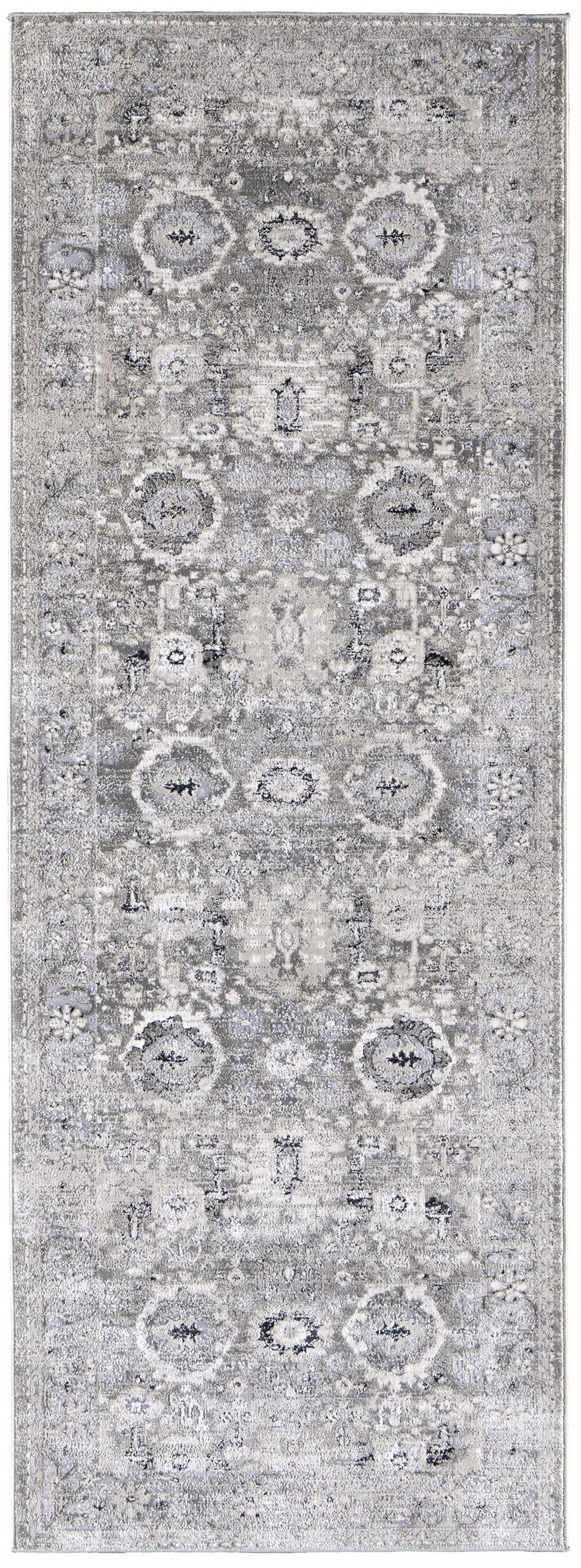 4' X 6' Gray And Silver Abstract Power Loom Distressed Area Rug