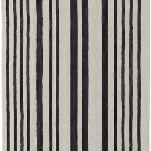 4' X 6' Ivory And Black Wool Abstract Tufted Handmade Area Rug