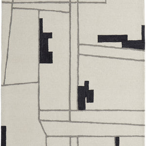 Ivory Gray And Taupe Wool Abstract Tufted Handmade Area Rug - 4' x 6'