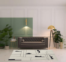 Ivory Gray And Taupe Wool Abstract Tufted Handmade Area Rug - 4' x 6'