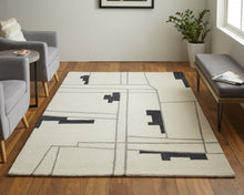 Ivory Gray And Taupe Wool Abstract Tufted Handmade Area Rug - 4' x 6'