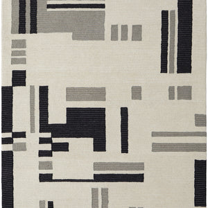 4' X 6' Ivory And Taupe Wool Abstract Tufted Handmade Area Rug