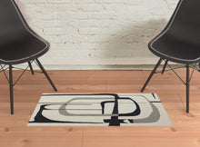 4' X 6' Ivory Gray And Black Wool Abstract Tufted Handmade Area Rug