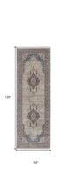5' X 7' Gray Red And Blue Floral Power Loom Stain Resistant Area Rug