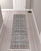 5' X 7' Blue And Red Floral Power Loom Stain Resistant Area Rug