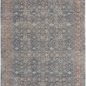 5' X 7' Blue And Red Floral Power Loom Stain Resistant Area Rug