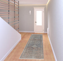 5' X 7' Blue Red And Gray Floral Power Loom Stain Resistant Area Rug