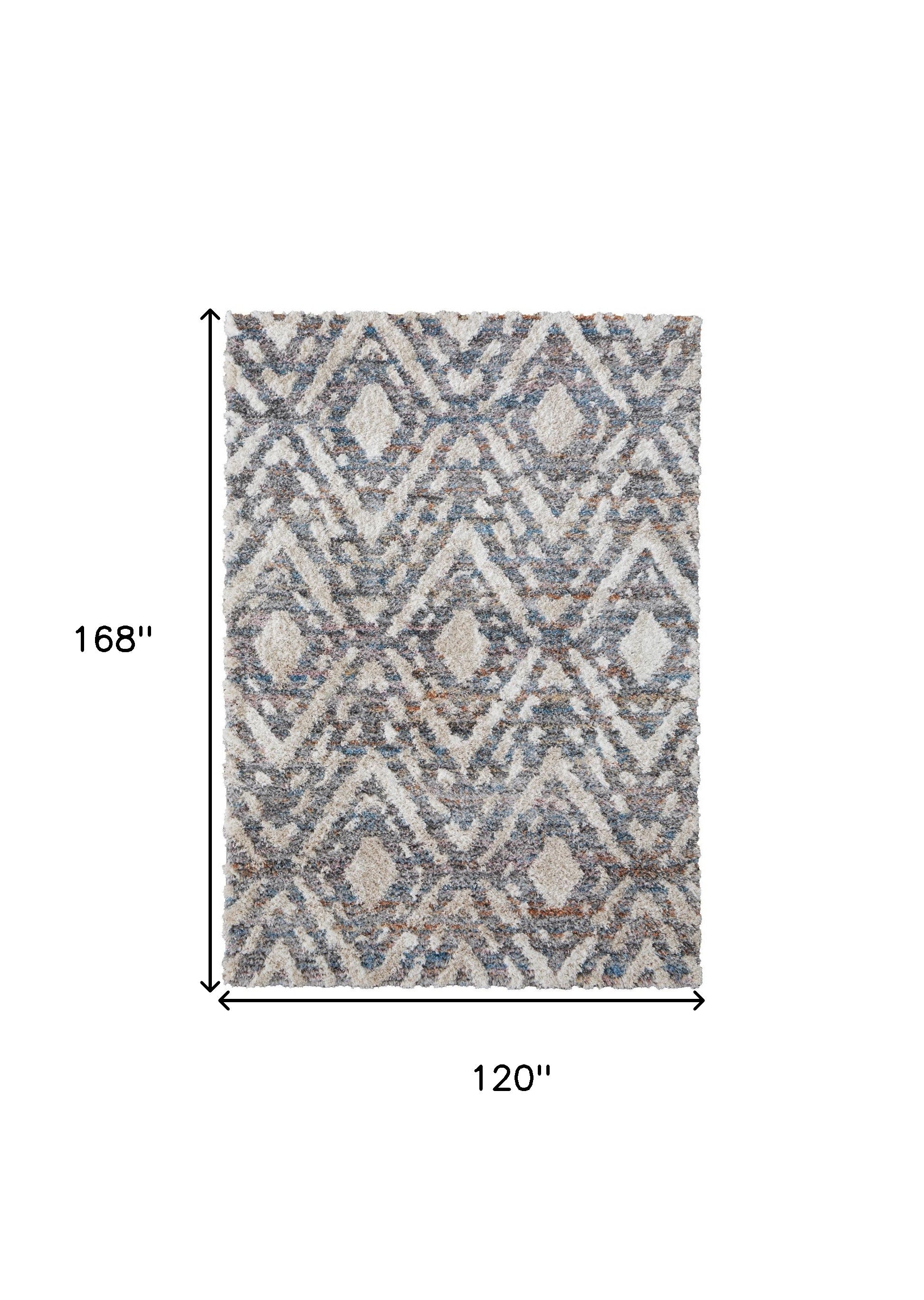 4' X 6' Ivory Gray And Taupe Geometric Power Loom Stain Resistant Area Rug