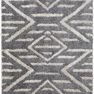 4' X 6' Gray And Ivory Geometric Power Loom Stain Resistant Area Rug