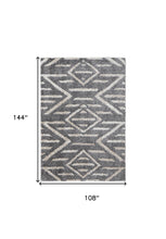 4' X 6' Gray And Ivory Geometric Power Loom Stain Resistant Area Rug