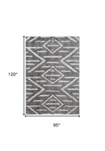 4' X 6' Gray And Ivory Geometric Power Loom Stain Resistant Area Rug