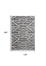 4' X 6' Gray And Ivory Geometric Power Loom Stain Resistant Area Rug