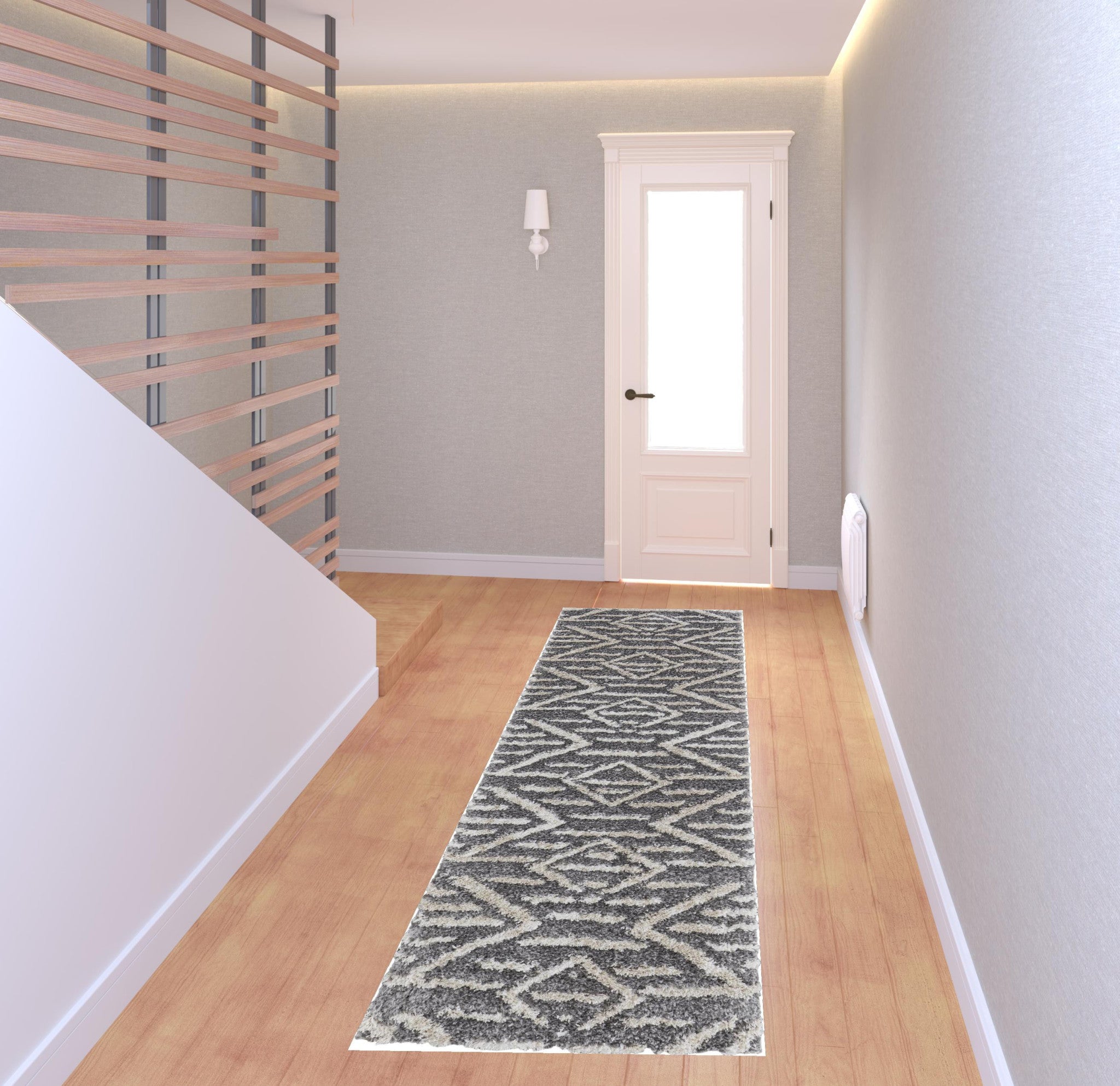 4' X 6' Gray And Ivory Geometric Power Loom Stain Resistant Area Rug