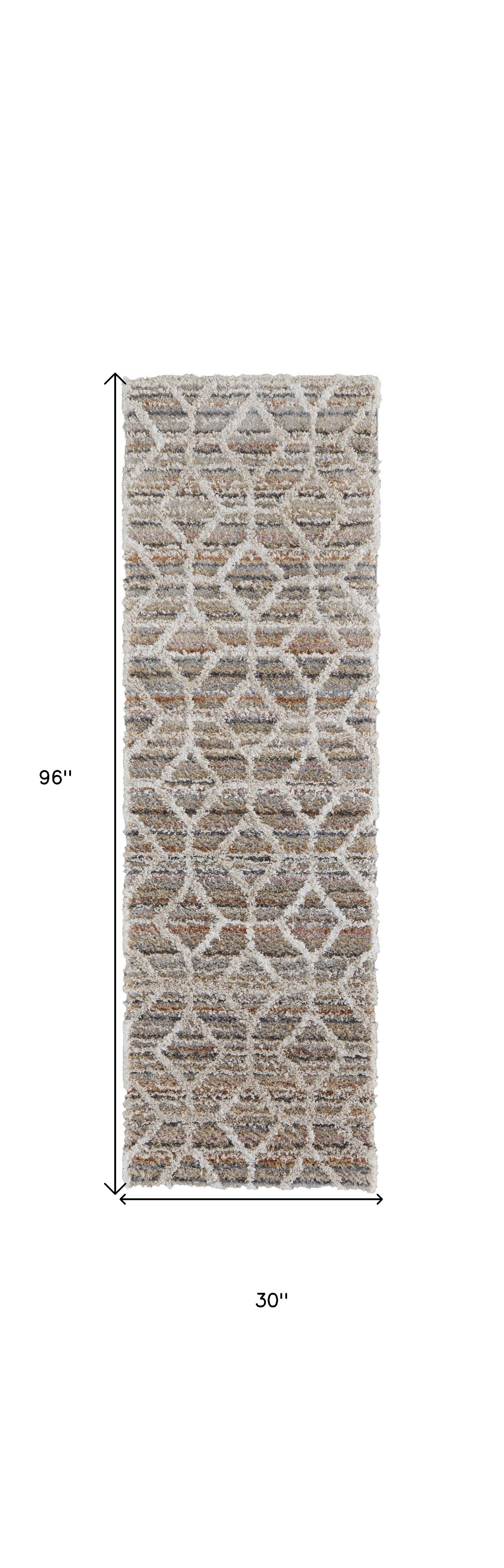 4' X 6' Tan Taupe And Ivory Geometric Power Loom Stain Resistant Area Rug