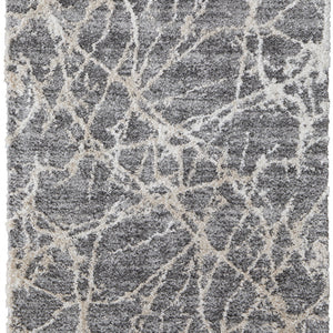 4' X 6' Gray And Ivory Abstract Power Loom Stain Resistant Area Rug
