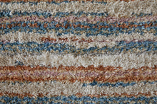 4' X 6' Ivory Blue And Orange Striped Power Loom Stain Resistant Area Rug