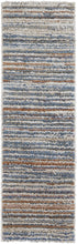4' X 6' Ivory Blue And Orange Striped Power Loom Stain Resistant Area Rug