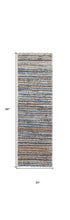 4' X 6' Ivory Blue And Orange Striped Power Loom Stain Resistant Area Rug