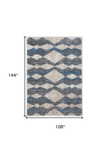 4' X 6' Ivory Gray And Blue Chevron Power Loom Stain Resistant Area Rug