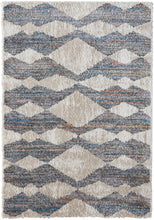 4' X 6' Ivory Gray And Blue Chevron Power Loom Stain Resistant Area Rug