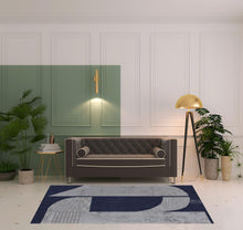 4' X 6' Blue And Silver Wool Geometric Tufted Handmade Area Rug