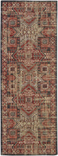 Red Tan And Black Abstract Power Loom Distressed Stain Resistant Area Rug - 4' x 6'