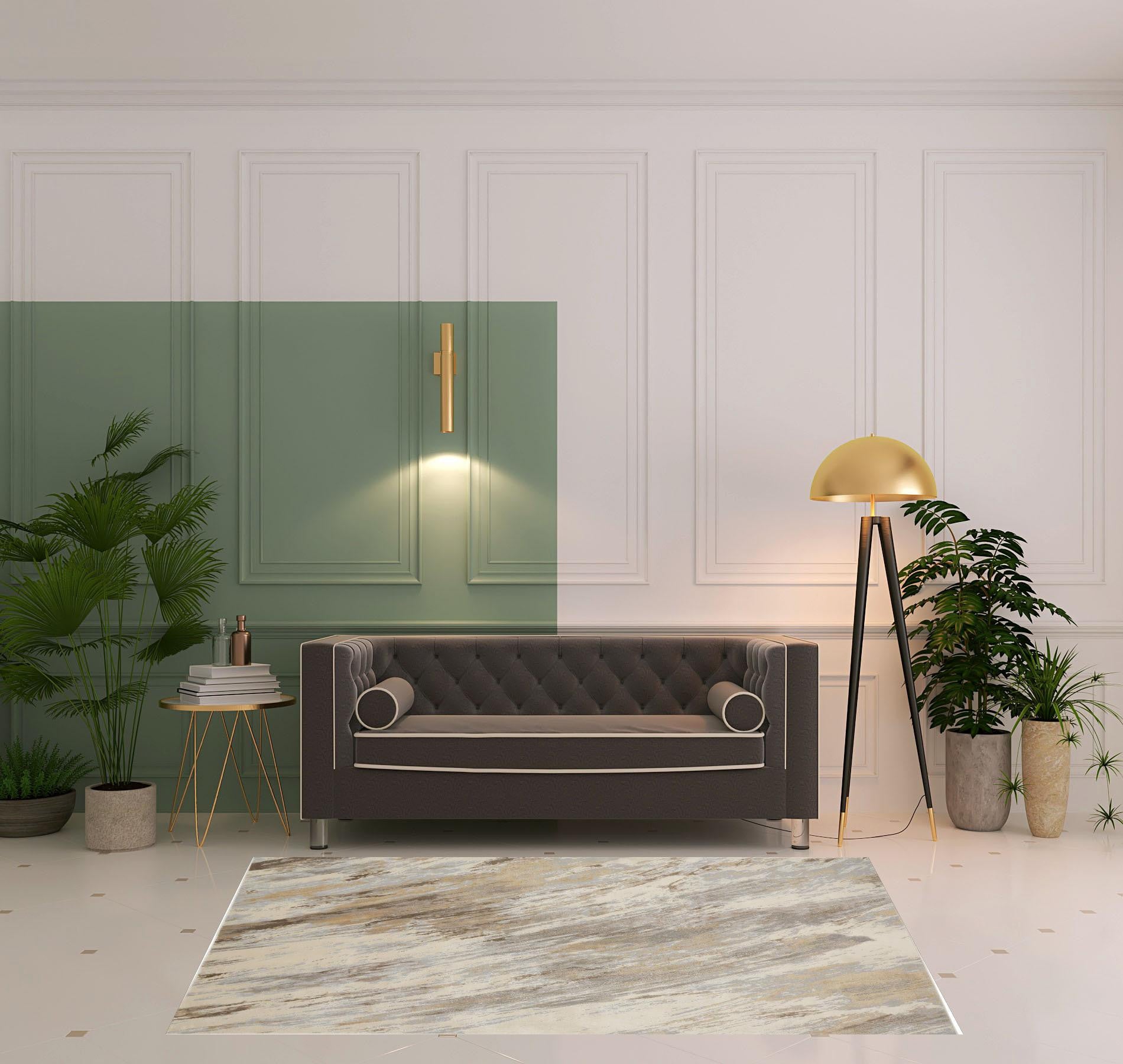 4' X 6' Ivory Tan And Brown Abstract Area Rug