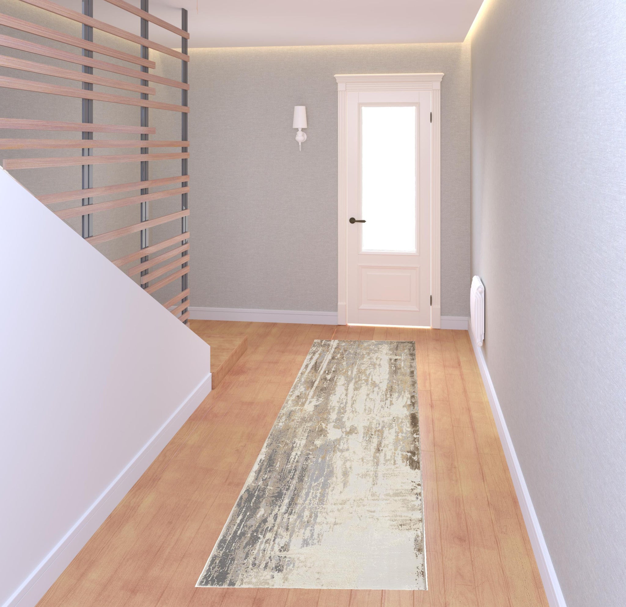 4' X 6' Tan Ivory And Gray Abstract Area Rug