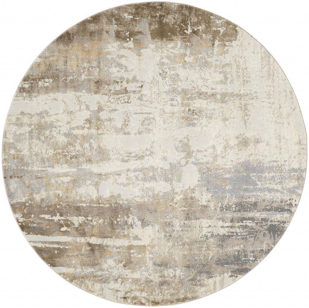 4' X 6' Tan Ivory And Gray Abstract Area Rug