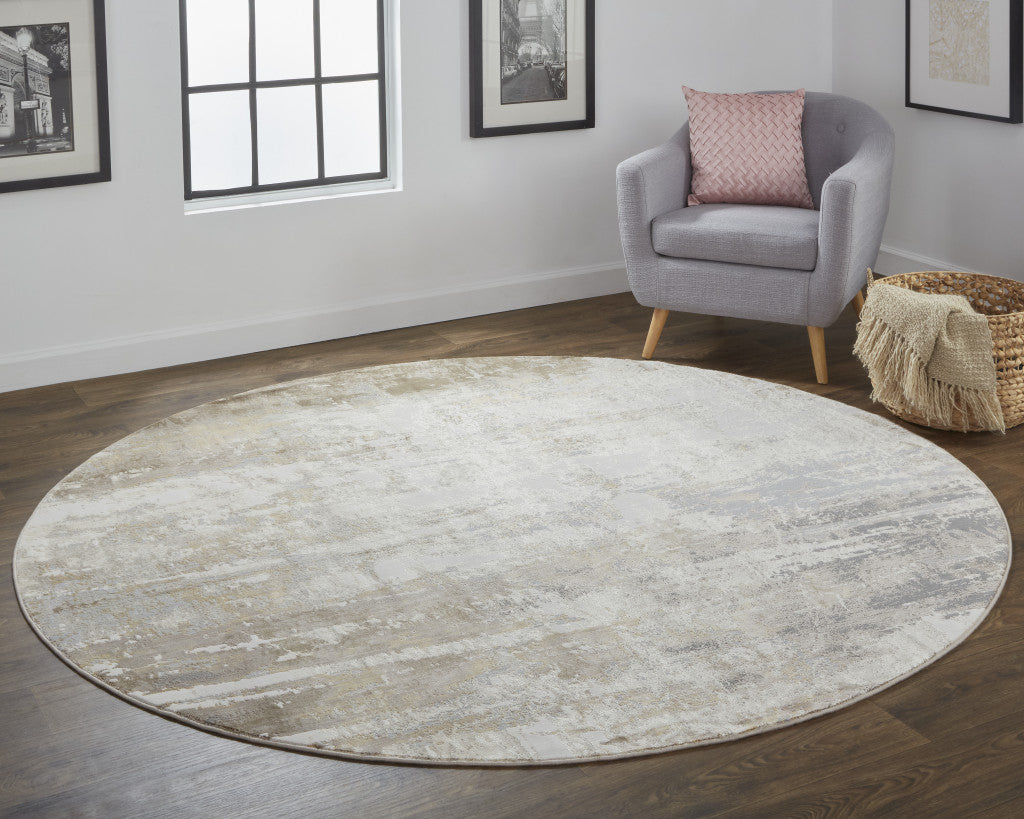 4' X 6' Tan Ivory And Gray Abstract Area Rug