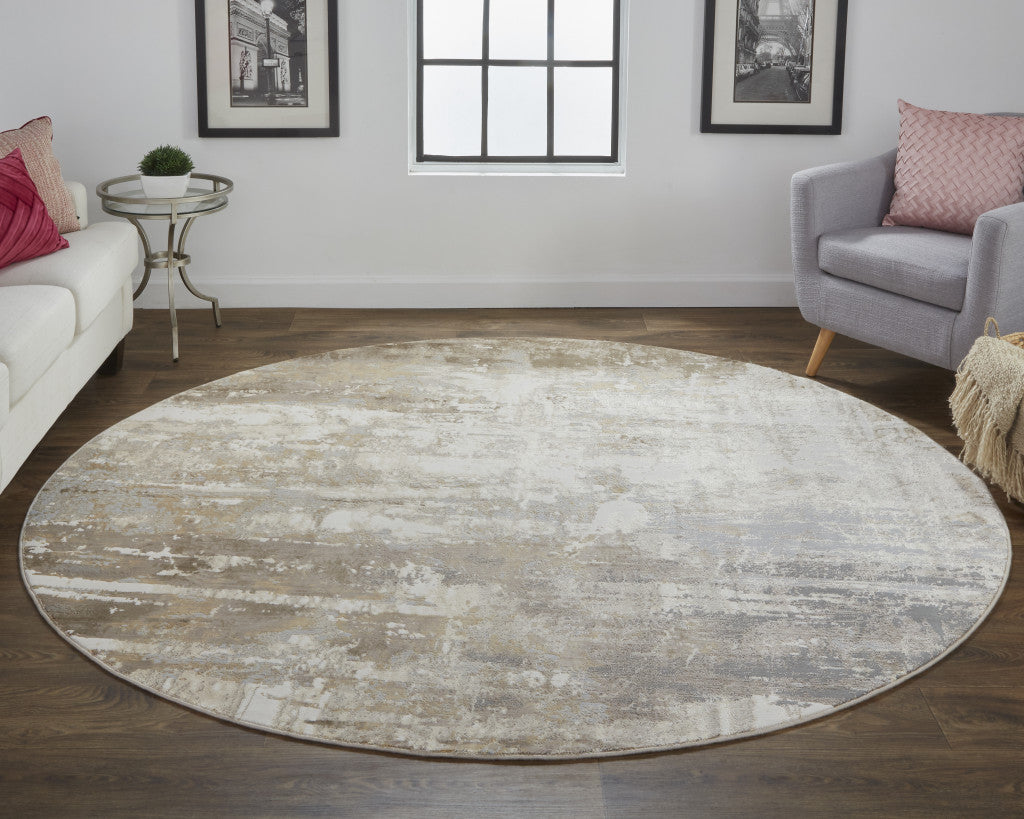 4' X 6' Tan Ivory And Gray Abstract Area Rug