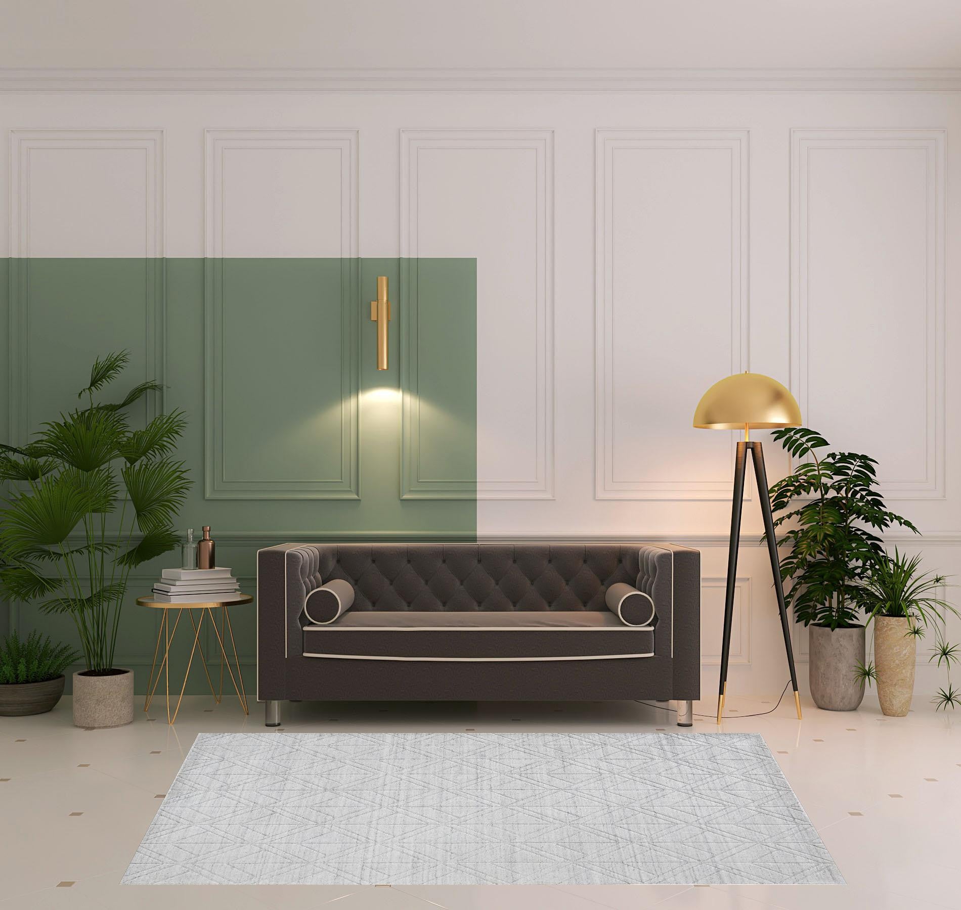 5' X 8' White And Silver Striped Hand Woven Area Rug