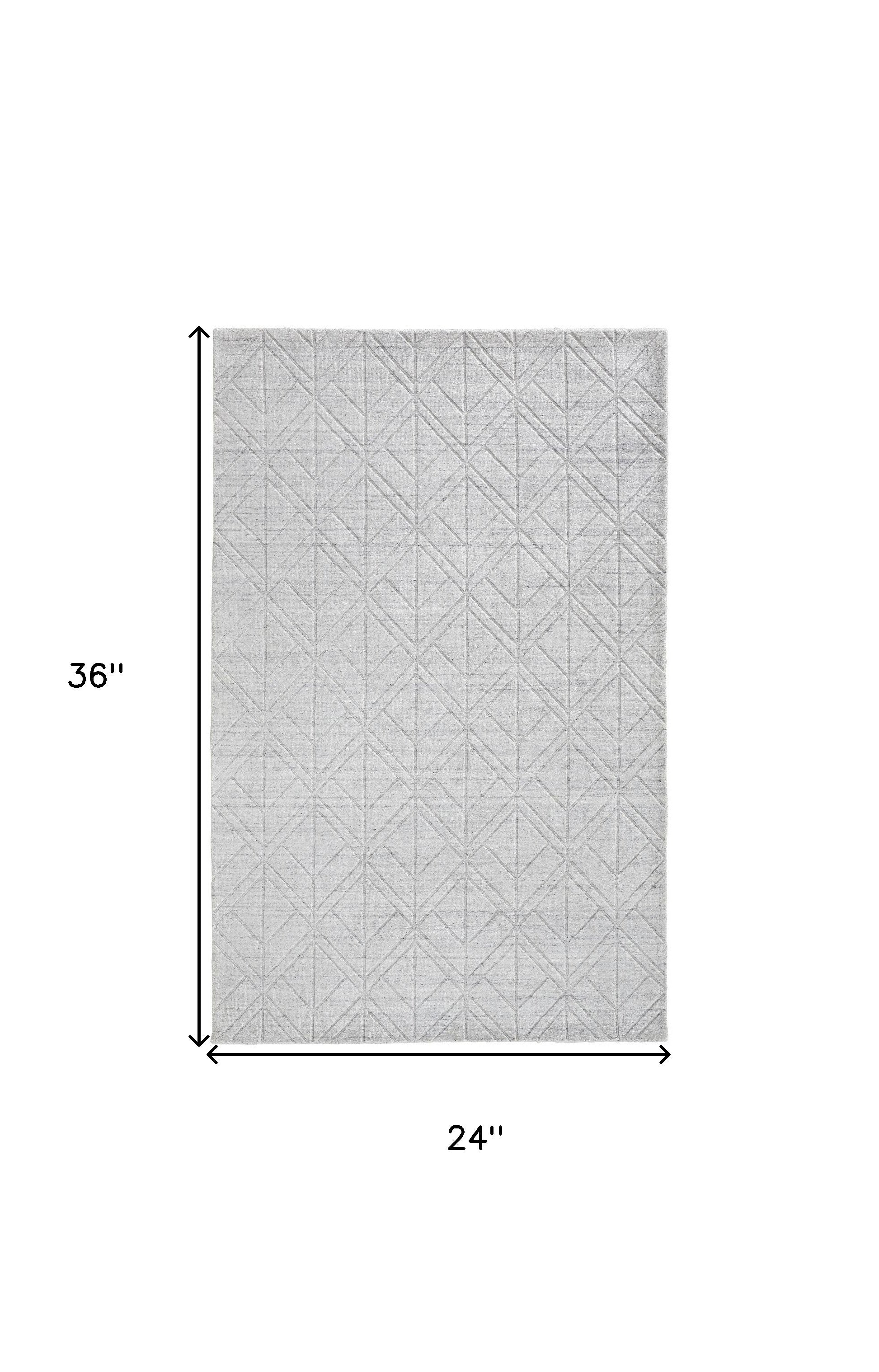 5' X 8' White And Silver Striped Hand Woven Area Rug